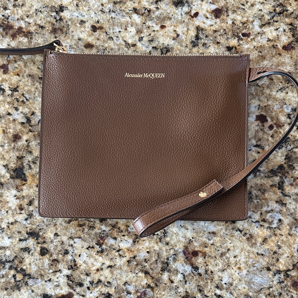 Alexander McQueen Brown Leather Wristlet